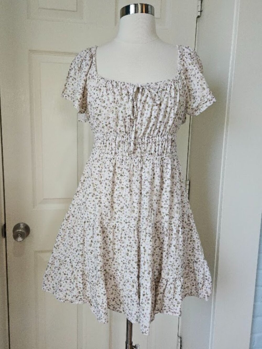 Arizona cottagecore fairycore mini floral purple white short dress pastel kawaii